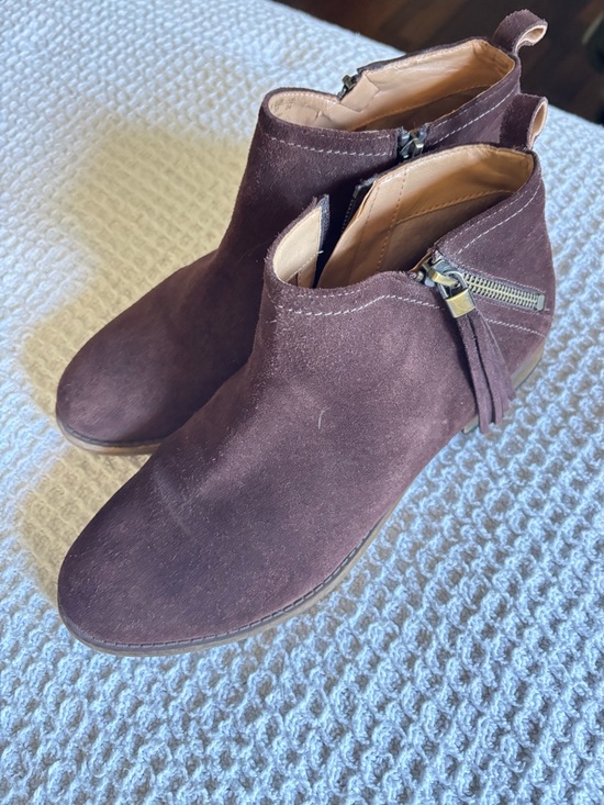 Franco Sarto Shoes - Franco SartoWomen’s Suede Ankle Booties in Dark Brown - Zipper Detail